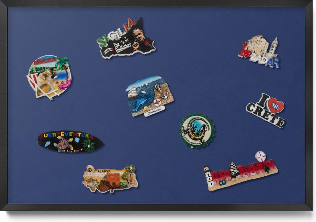 Magnetwand 60x40 cm – Schwarzer Rahmen – Farbe Marineblau – Magnetboard, Memoboard – Kinderzimmer, Metall Magnetische Tafel