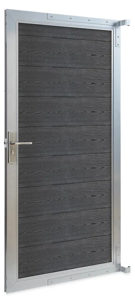 Portillon occultant Segovia 180x90 cm WPC gris pour jardin et cour privée