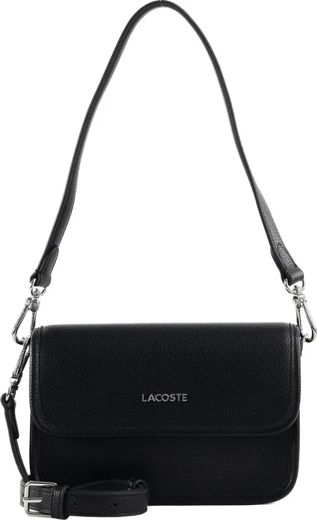 Lacoste Borsa a Tracolla Flap Crossover Bag Nero - Pelle Piqué Originale - 1