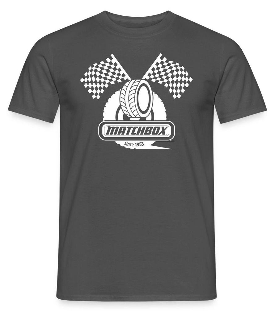 Spreadshirt Matchbox 1953 Mit Zielflaggen Rennen Männer T-Shirt, XL, Anthrazit