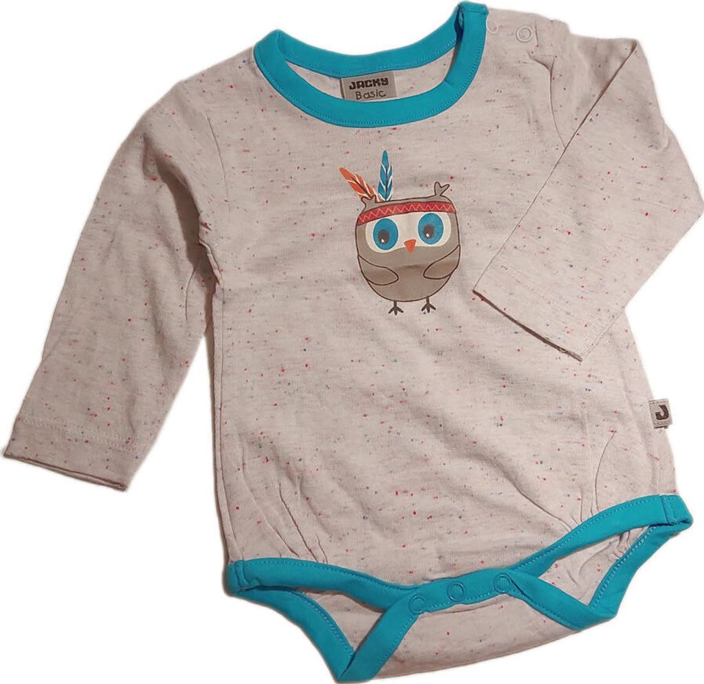 Jacky Babybody langarm Eule türkis 56