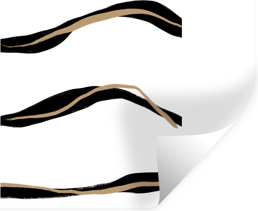 MuchoWow Wandtattoo Wandsticker Wandaufkleber Linie - Schwarz - Design 60x40 cm Selbstklebend und Repositionierbar - Wierderverwendbar - Selbstkl...