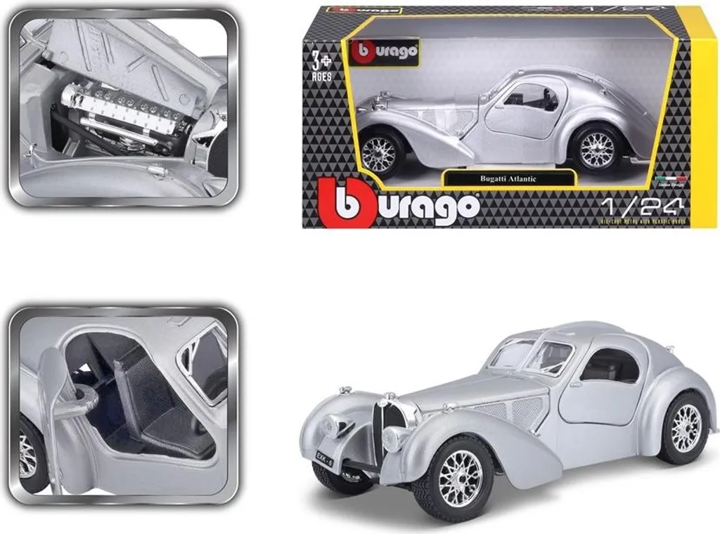 Réplique Bugatti Atlantic 1/24 Bburago : Qualité et Précision Argentée - 15