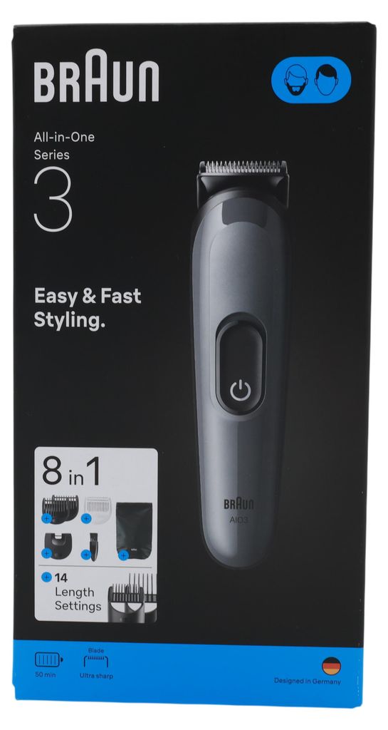 Braun AIO3540, Černá, Šedá, 0,5 mm, 2,1 cm, Bradka, Ucho, Obrázek produktu 