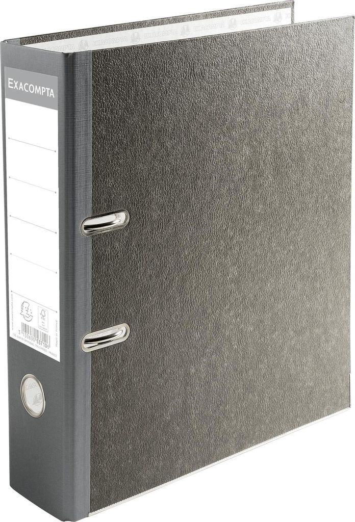 Exacompta 20x Ordner Wolkenmarmor 2Ring 70mm Rücken A4 grau 53710E