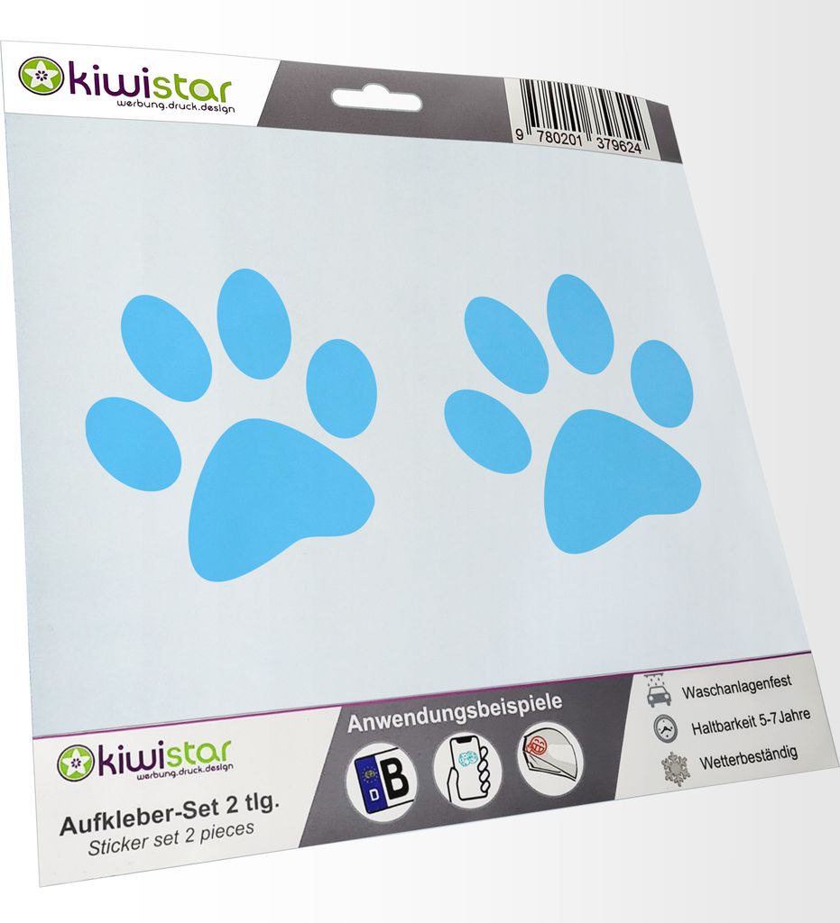 Kiwistar - 2x Kennzeichenaufkleber - lichtblau - 21 mm Hund - Katze Inside - Autoaufkleber - Aufkleber für Auto, Laptop, Fahrrad, LKW, Motorrad Me...