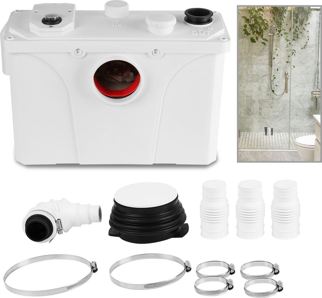 Izrielar 700W Hebeanlage Fäkalienpumpe Sanitär Schmutzwasserpumpe mit Zerkleinerer und Kohlefilter für WC, Dusche, Waschbecken, Bis 190L/min Abw...