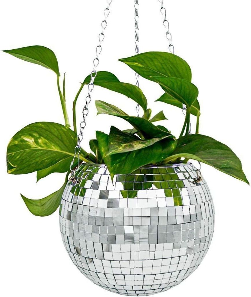Discokugel Blumentopf mit Kette zum Aufhängen Produktbild 1