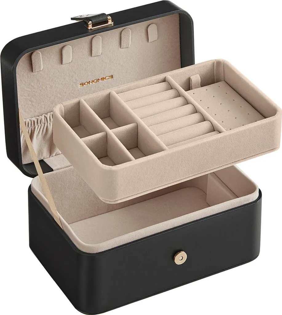 Scatola Portagioie Portatile Nera: Regalo Raffinato per Lei