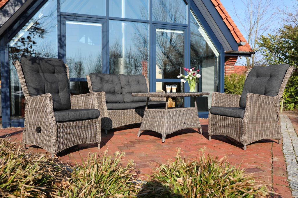 Destiny Loungegruppe CASA RELAX 2x Sessel, 1x Sofa, 1x Tisch 120x77x66cm