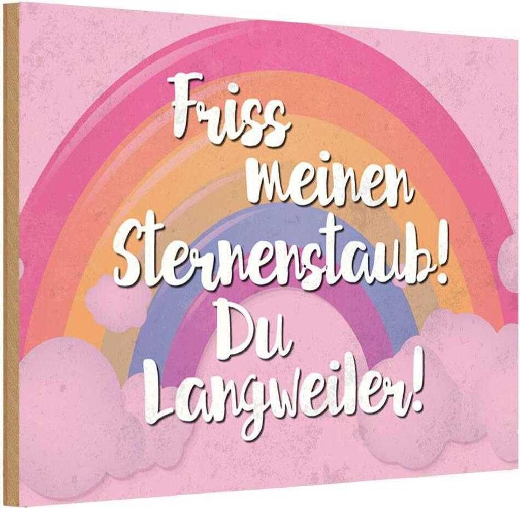 vianmo Holzschild 12x18 cm Friss meinen Sternenstaub Spruch Produktbild 