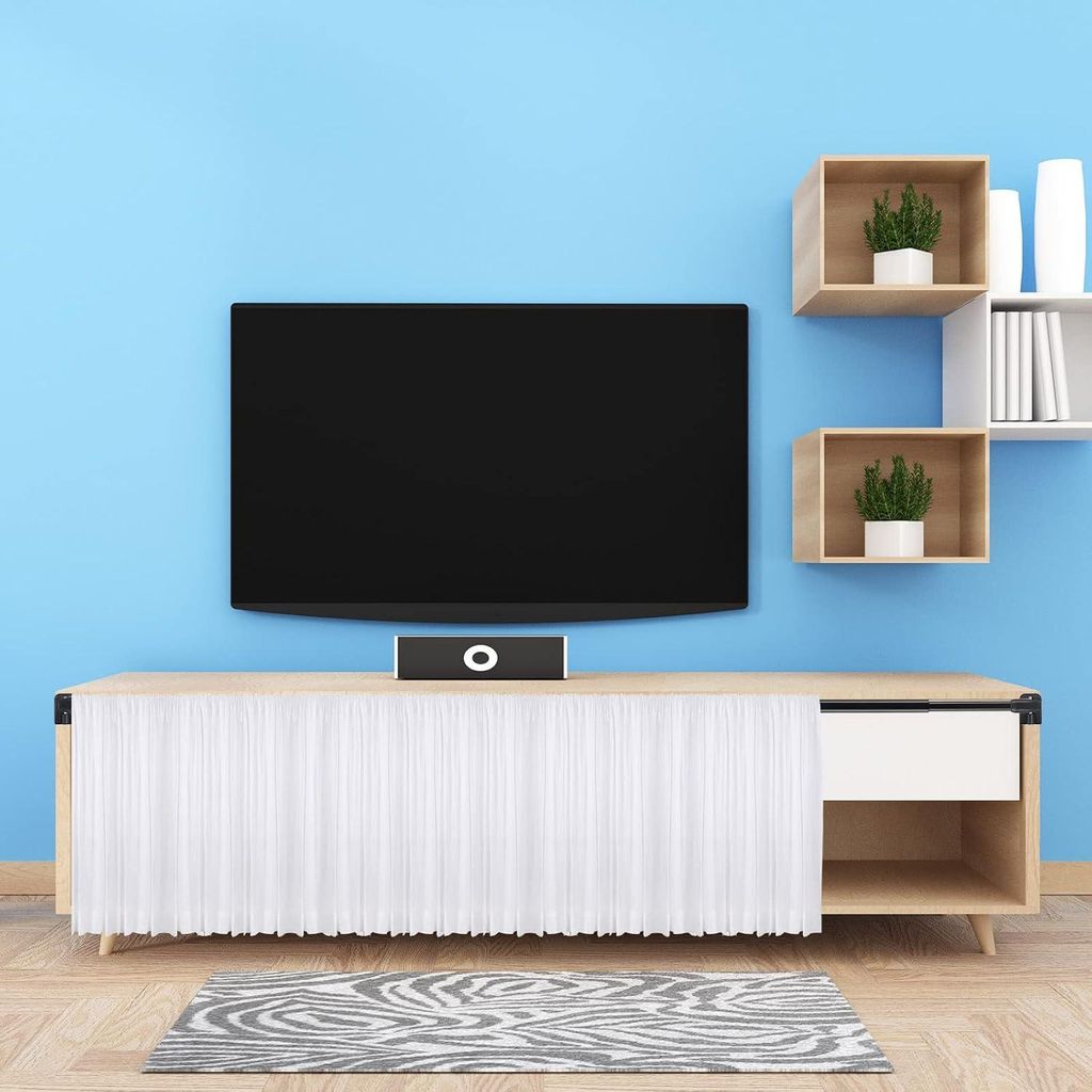 2 Stück verstellbare Gardinenstange ohne Bohren - selbstklebende Duschvorhangstange - Kunststoff Vitragestangen | Für Fenster, Schrank, Küche, B...