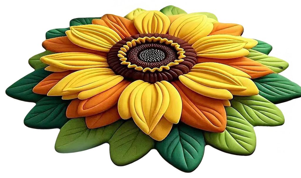 Fußmatte aus Plüsch und Kieselgur mit 3D-Blumen-Optik, rutschfest, saugfähig, 100 cm, für Zimmer, Schlafzimmer, Eingangsbereich oder Theke.