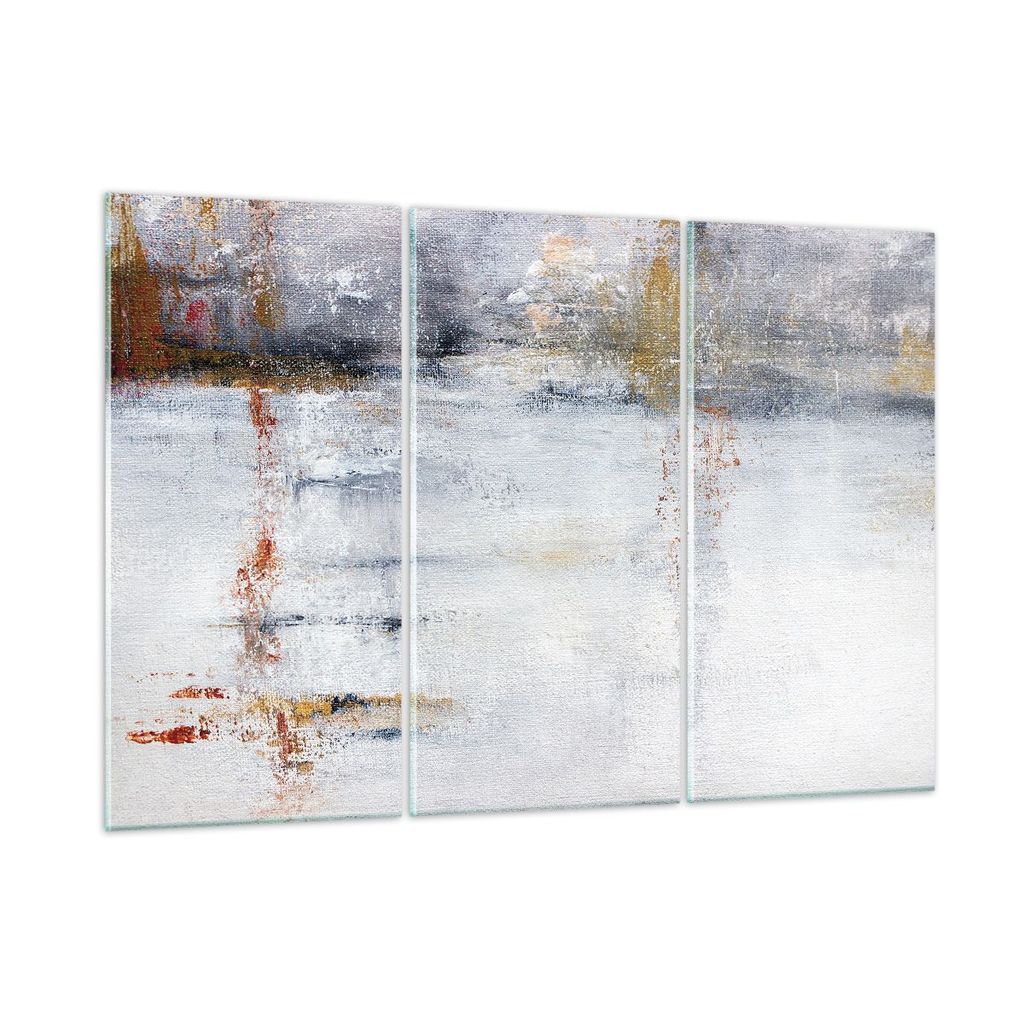 Bilder auf glas - 3 Teile - Abstraktion weiß verschwommen - 105x70cm - Glasbilder - Wandbilder - Bilder - Wanddekoration aus Glas - Glas Bilder - ...