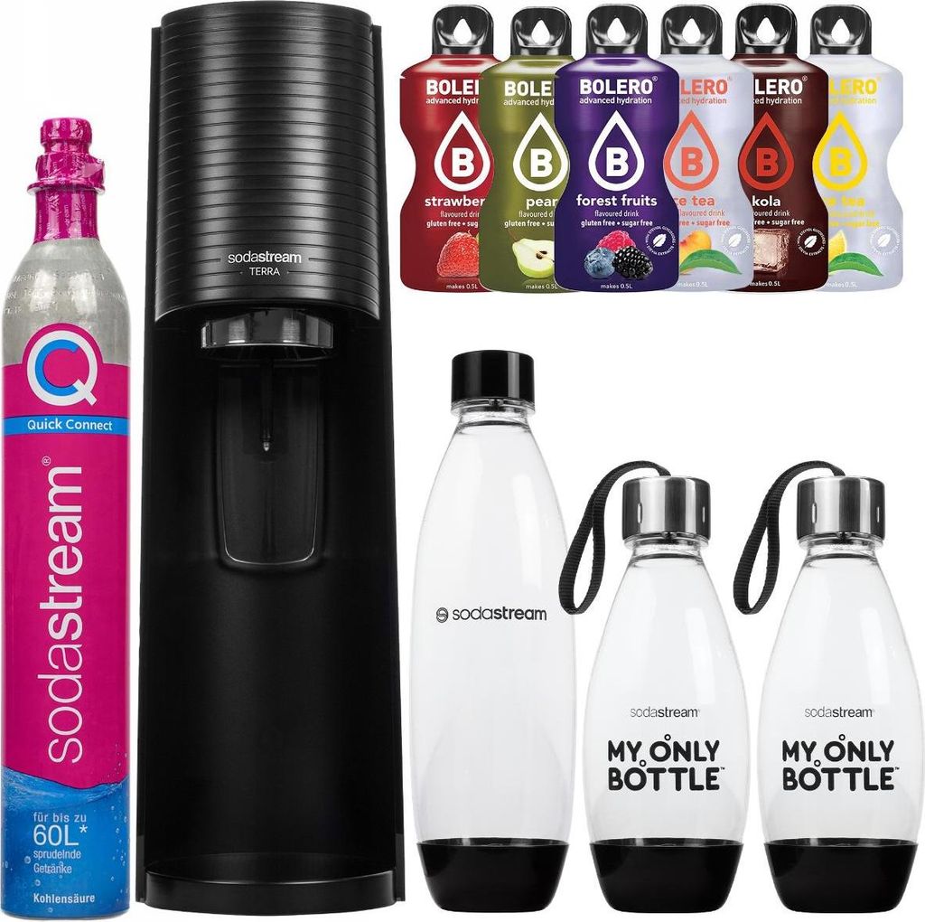 SodaStream Terra Wassersprudler Mega Pack, 2 Stück MOB 0.5L + 1L + bolero