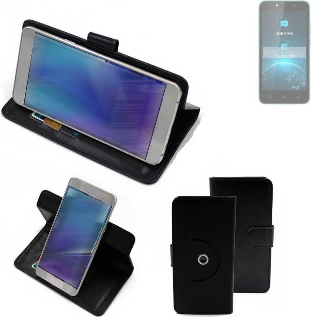 K-S-Trade Case Schutzhülle Handyhülle kompatibel mit Lava Z21 Flipcase Smartphone Cover Handy Schutz Tasche Klapphülle Walletcase schwarz (1x)