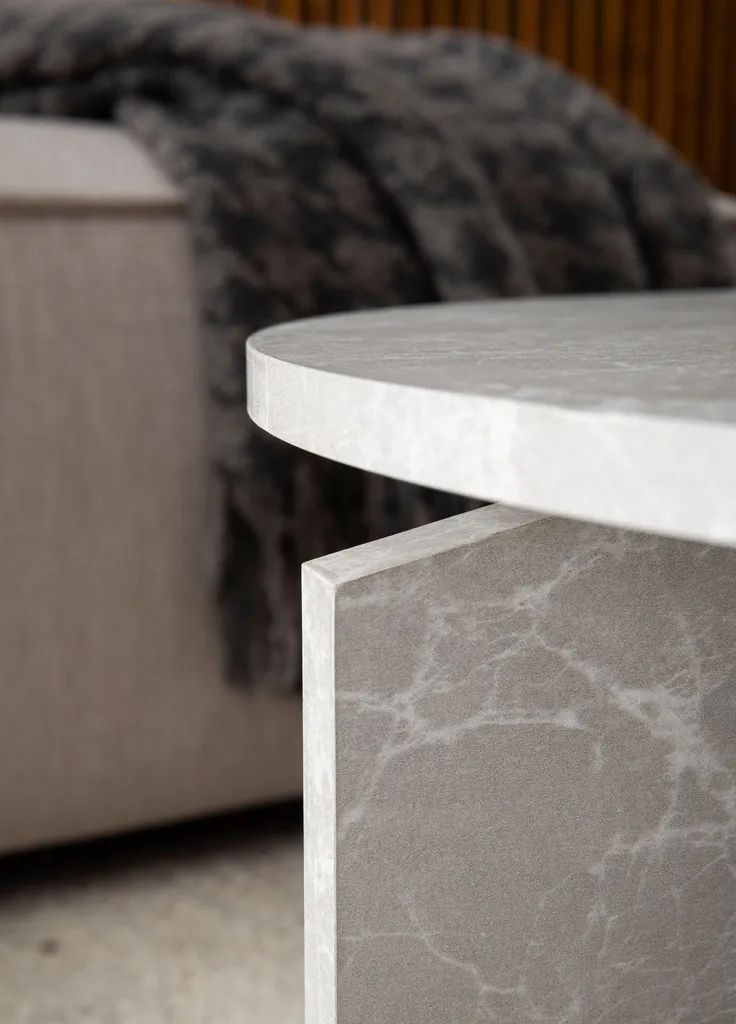 WOHNLING Table Basse Sable 60 cm Aspect Pierre Table de Salon Ronde Moderne - 5