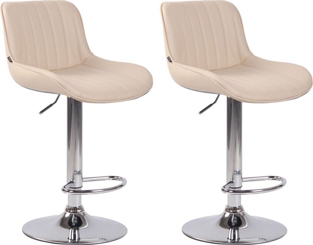 2er Set Barhocker Lentini Kunstleder chrom creme