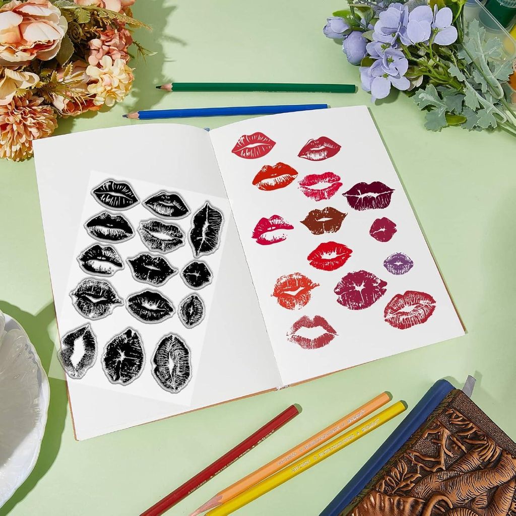 Transparente Lippenkussentjes, Lippads, Liebes-Valentinstag-Rubberkussentjes, wiederverwendbare Silikon-Dekorstempel für die Kartenerstellung, Tag...