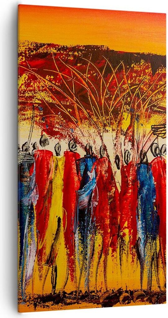 Bild auf Leinwand - Leinwandbild - Afrika Stamm - 65x120cm - Wand Bild - Wanddeko - Wandbilder - Leinwanddruck - Bilder - Kunstdruck - Wanddekorati...