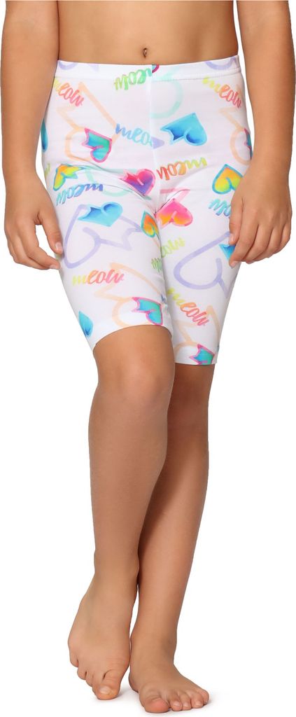 Merry Style Mädchen Kurze Leggings MS10-406(Weiß/Herzen/Meow,122).