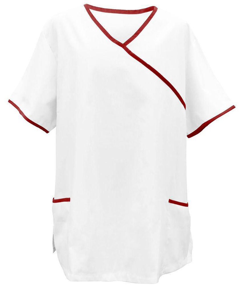 Schlupfkasack weiß, mit Paspel bordeaux, Größe 2XL : 2XL : Produktbild 