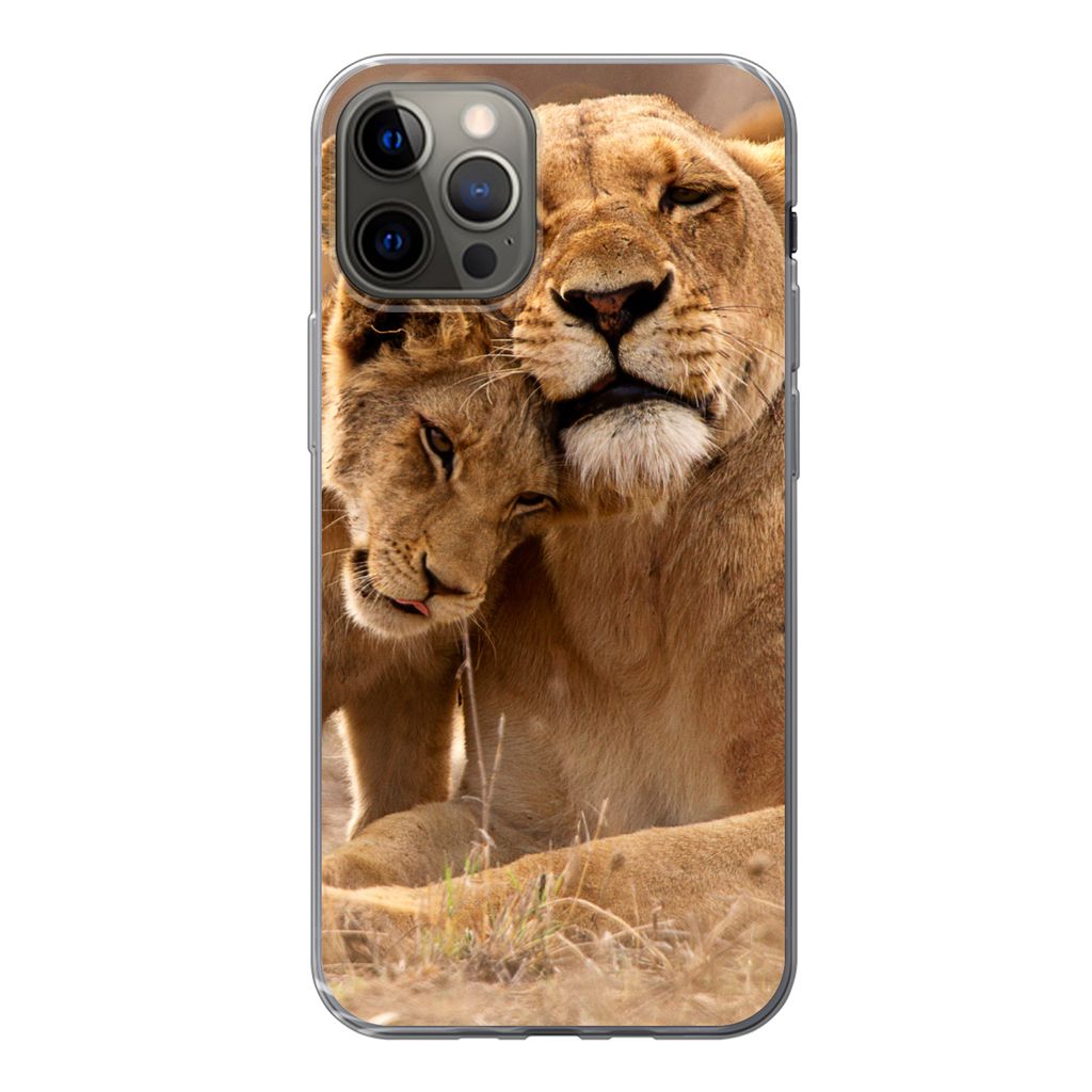 MuchoWow Handyhülle Schutzhülle Hülle für iPhone 12 Pro Löwe - Wilde Tiere - Jungtier Silikon Softcase Handy Hülle - Abdeckung