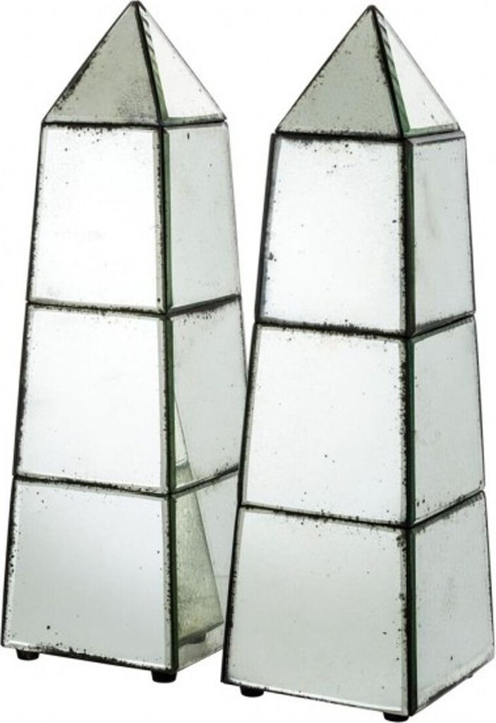 Casa Padrino Luxus Obelisk Skulpturen Set (2 Stk) Antik Stil Spiegelglas - Hotel Einrichtung - Luxus Dekoration