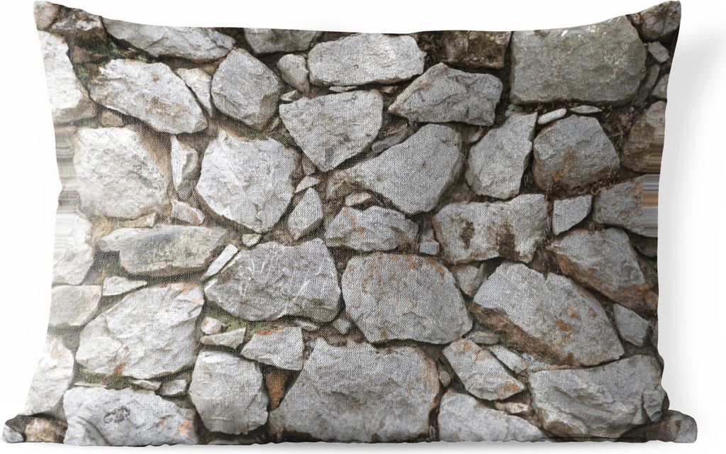 MuchoWow® Outdoor Kissen - Steinmauer mit kleinen und Produktbild 