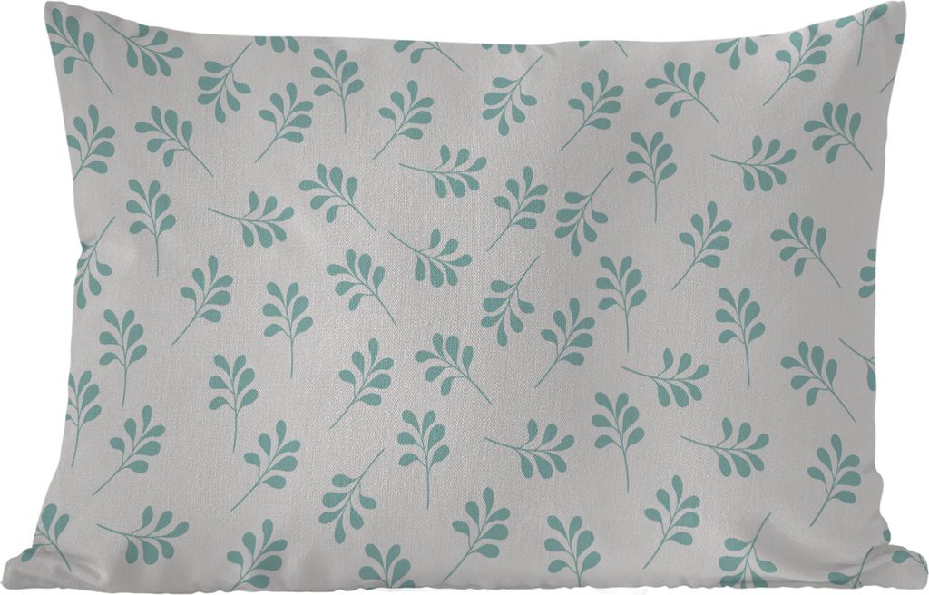 MuchoWow Outdoor Kissen - Blätter - Muster - Blau - 50x30 cm - Wetterfest - Lounge Kissen - Sofa kissen - Wohnzimmer Dekoration