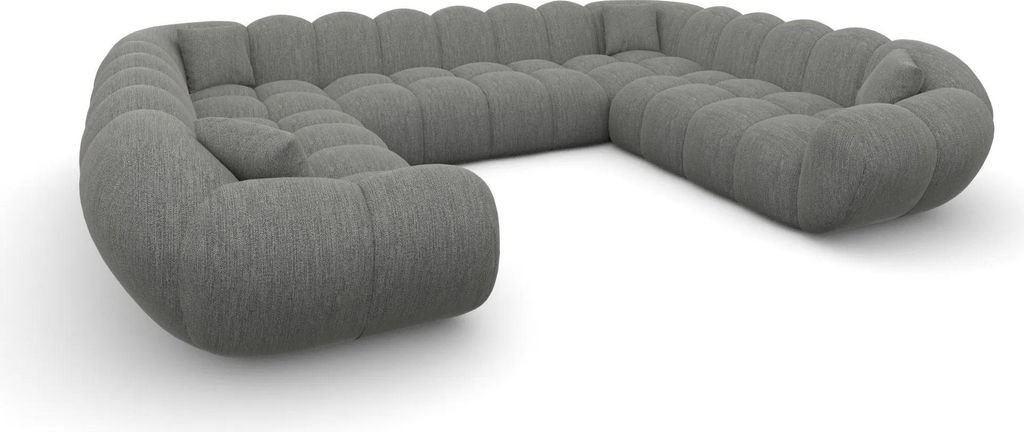 Strukturstoff U-Form XXL Panorama Sofa Liva Grau