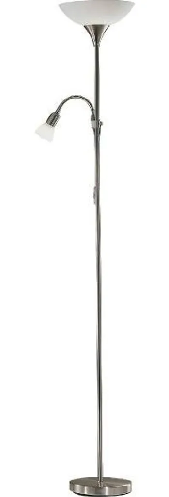 Lampadaire de Salon à Double Éclairage Nickel avec Liseuse Orientable