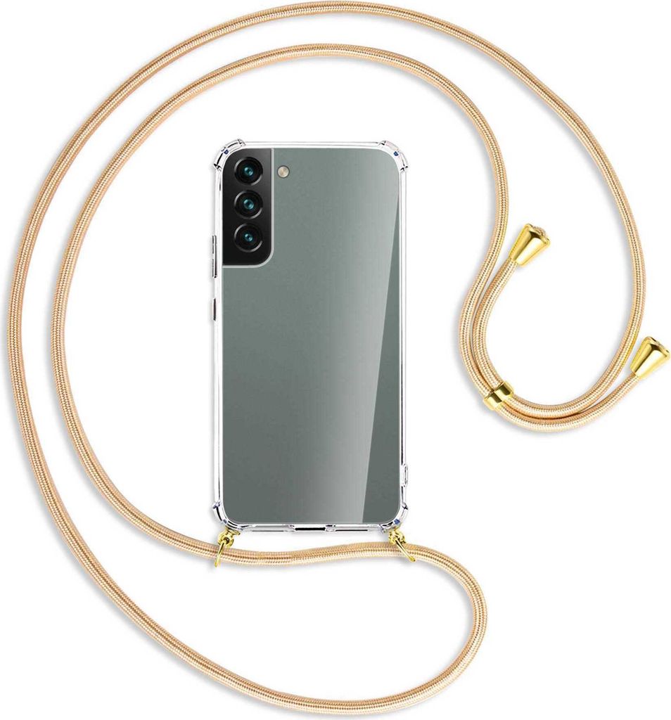 Handykette Backcover-Schutzhülle mit Band (Metall goldfarben) für Samsung Galaxy S22 5G (S901) - Goldkordel