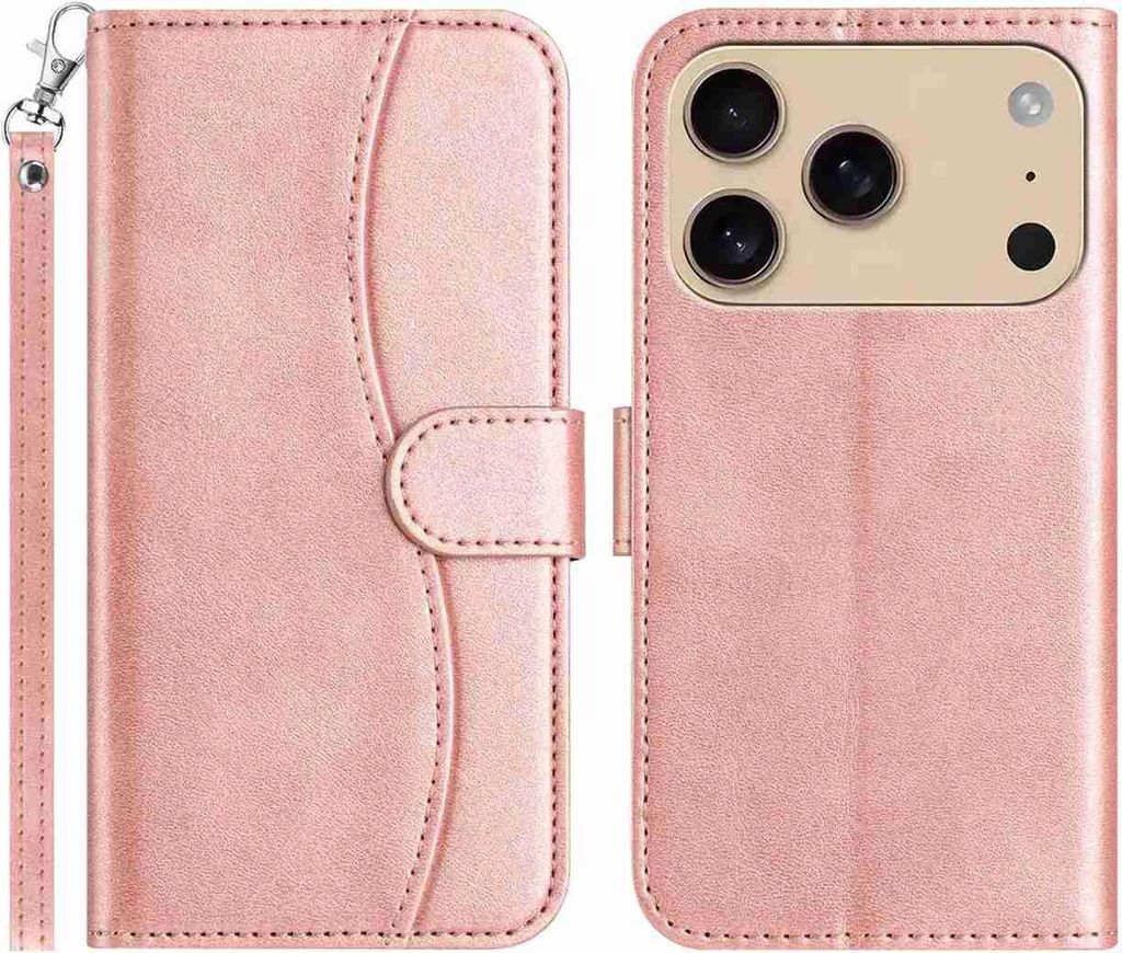 Mobigear S Line iPhone 17 Pro Hülle Klapphülle Geldbörse - Roségold