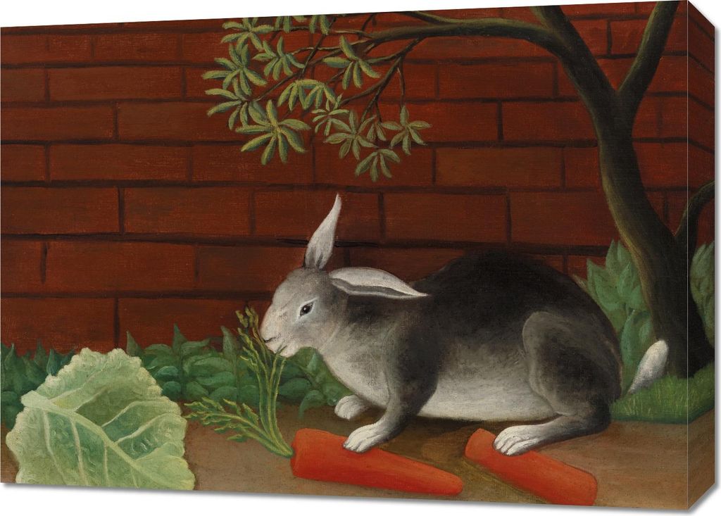 Bild 70x50cm Das Essen des Kaninchens, Rousseau Vintage für das Wohnzimmer