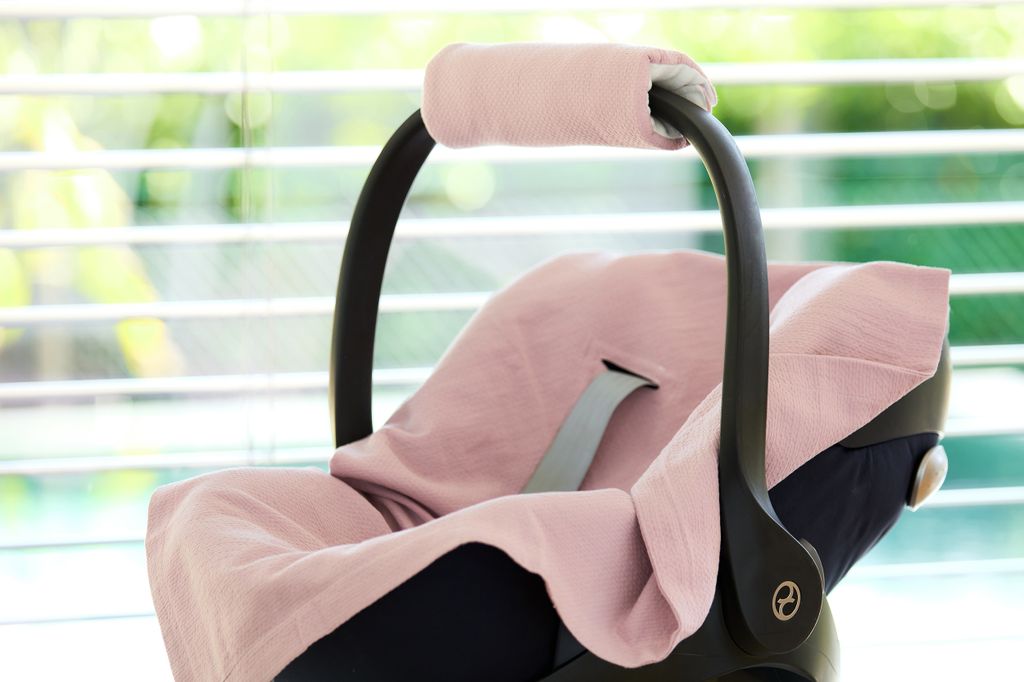 KraftKids Babydecke für Babyschale Sommer Doppelkrepp Rosa 75 cm x 75 cm