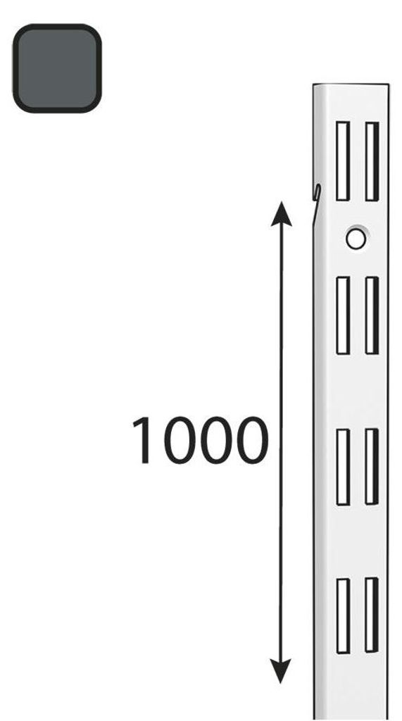 INTEGRI Anthrazit Doppel-Wandschiene 1000mm Garderobensystem Regalsystem Wandmontage Stahl