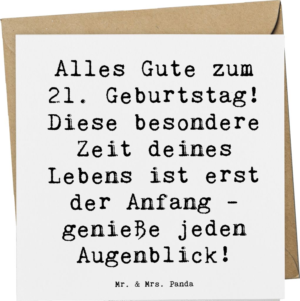 Mr. & Mrs. Panda Klappkarte Spruch 21. Geburtstag Freude - Weiß - Geschenk, Alles Gute zum, Glückwunschkarte, Grußkarte, Geburtstagsspruch, anla...