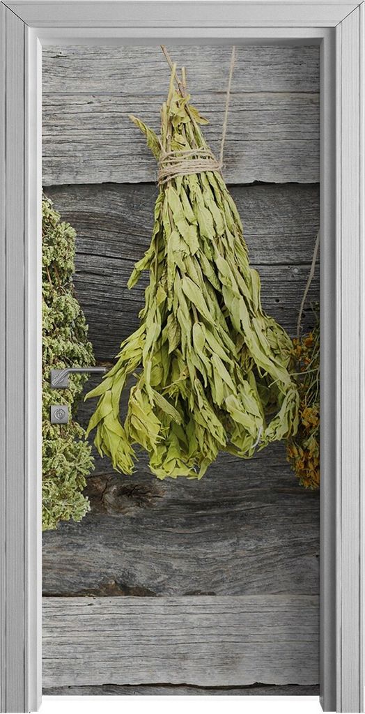 Tür Selbstklebende 90x210 cm Türfolie Türtapete Klebefolie - Hängende Kräuter Herbs