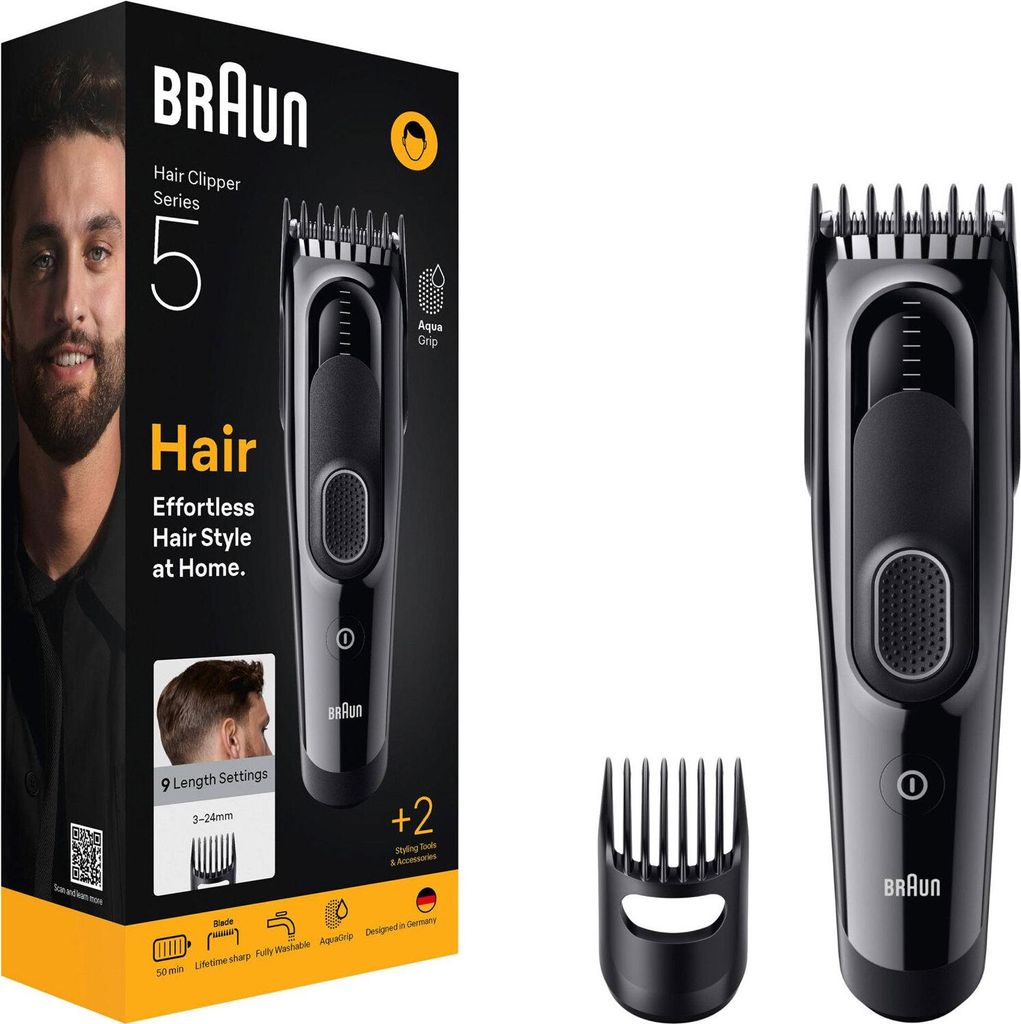 Braun HC5510, Czarny, 3 mm, 2,4 cm, Głowa, Bateria, 50 min Zdjęcie produktu 