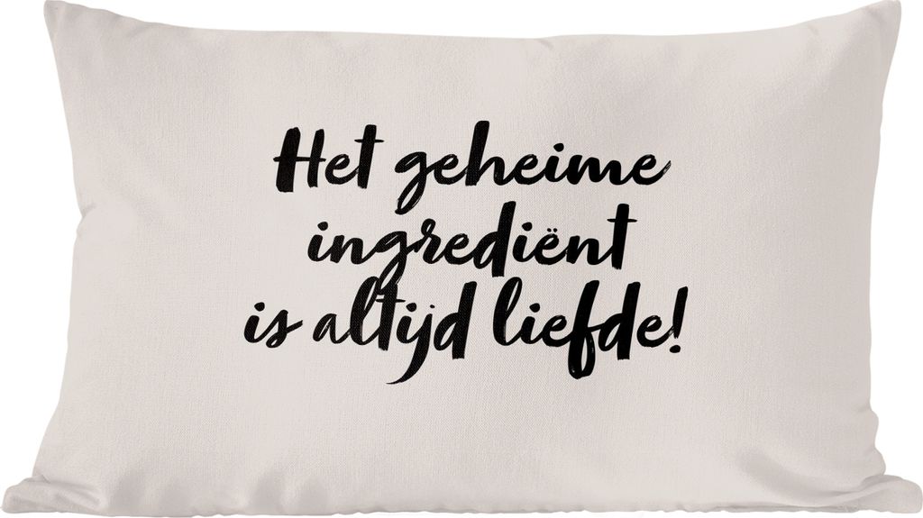 MuchoWow Zierkissen Sofakissen Wohnzimmer Dekokissen 60x40 cm Taupe - Zitat - Die geheime Zutat ist immer die Liebe! - Kopfkissen - Polster mit Foto