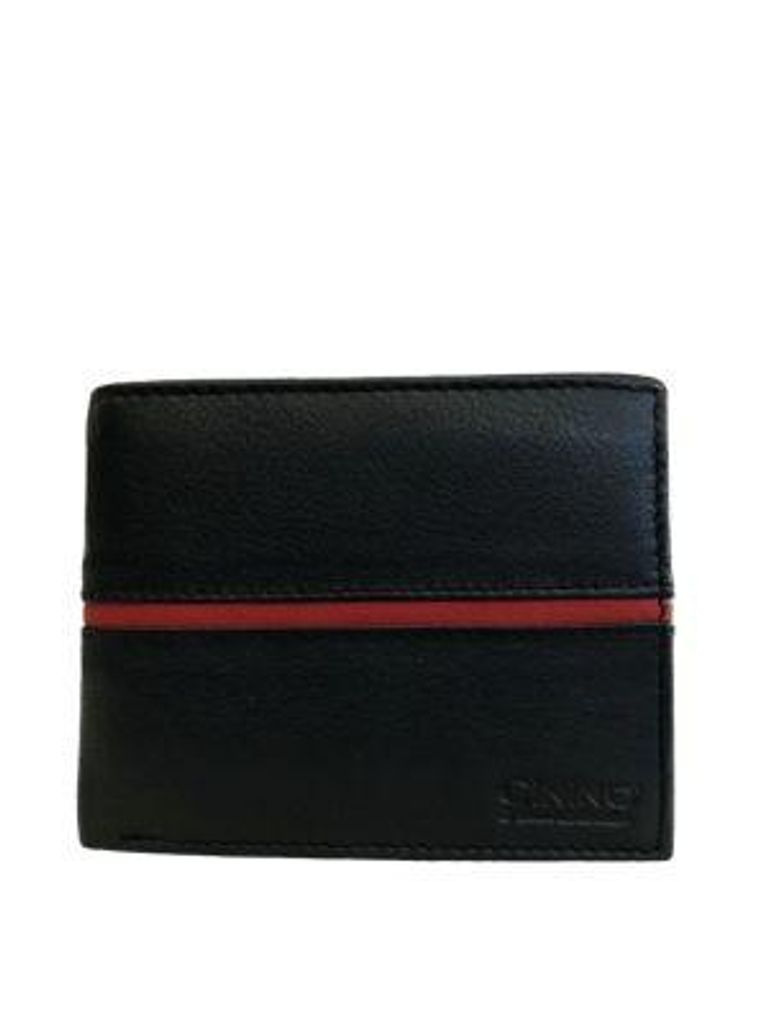 G752 Cinino Lederbörse Geldbörse Querformat Schwarz/Rot