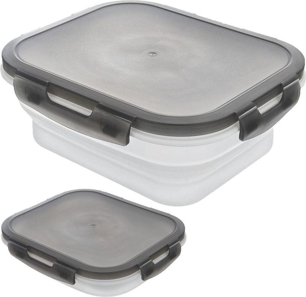 Orion Silikon-Küchenbehälter Lebensmittelbehälter mit Dichtung faltbar verschließbar auslaufsicher 1 l