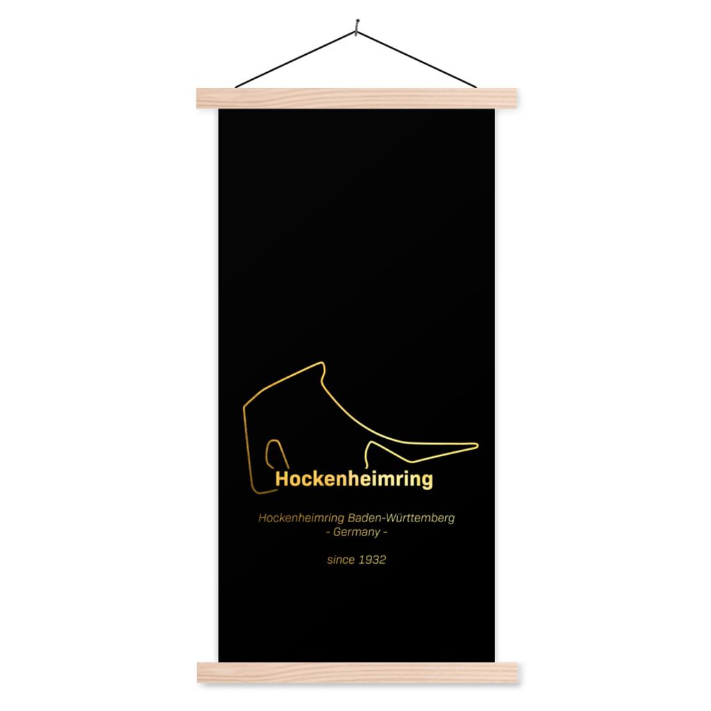 MuchoWow Textilposter Deutschland - Formel 1 - Rennstrecke 60x120 cm mit holzfarbenen Rahmen - Holz