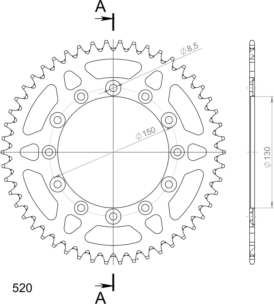 Couronne Alu 50 Dents Pas 520 Bleue : Réduisez le Poids de votre Moto