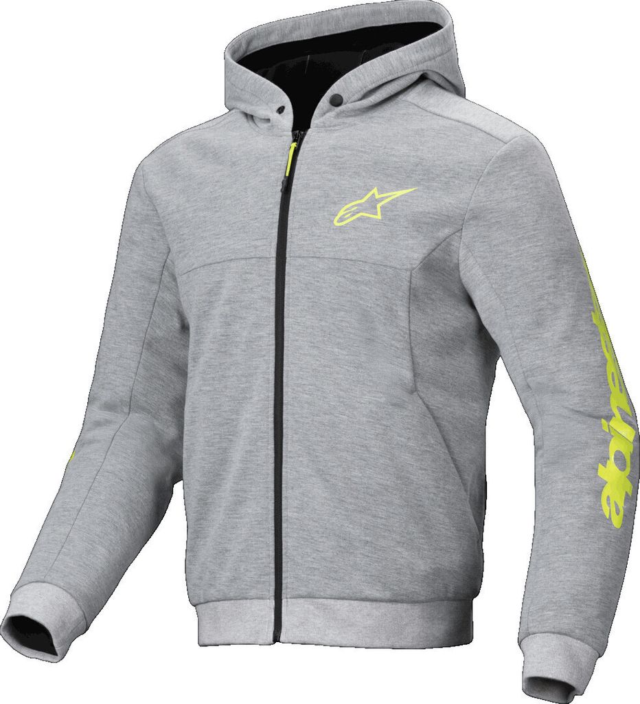 Alpinestars Chrome V2 Sport Motorrad Zip Hoodie, grau/gelb, 5XL
