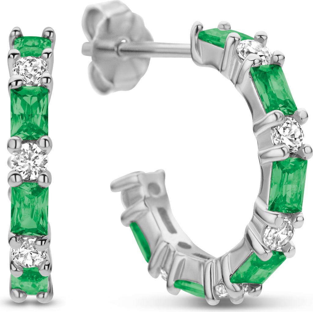 Neu Bling 9NB-1034 Silber Halb Ohrringe mit Zirkonia 15 mm Produktbild 