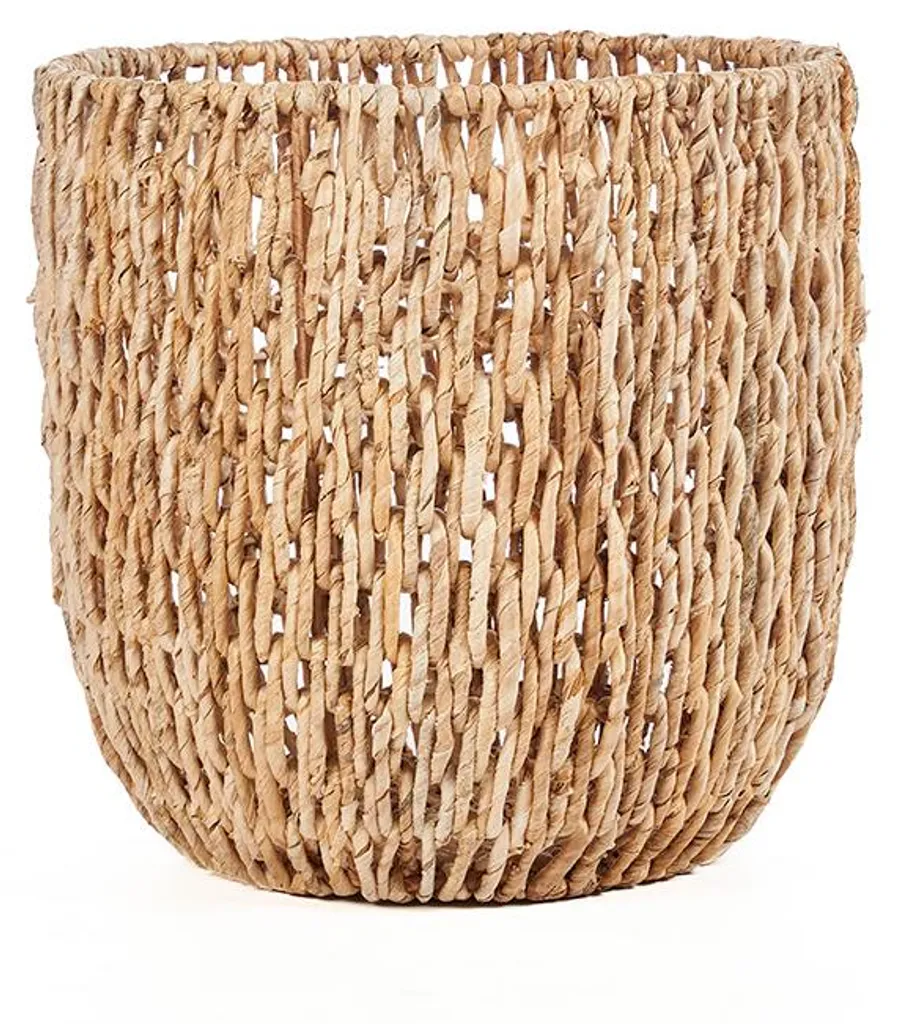Cube de rangement en bananier tressé marron 29cm - Panier décoratif naturel