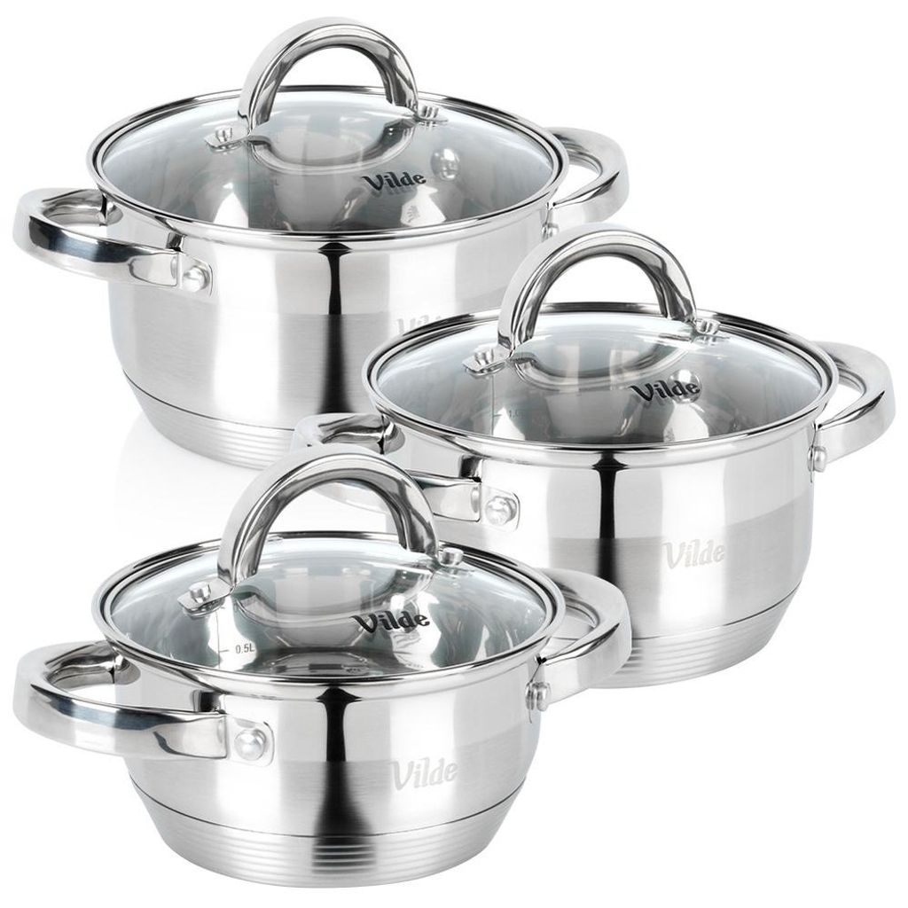 Vilde | Kochtopf Set 3-teilig - mit Glasdeckeln - 1 / 1,75 Produktbild 