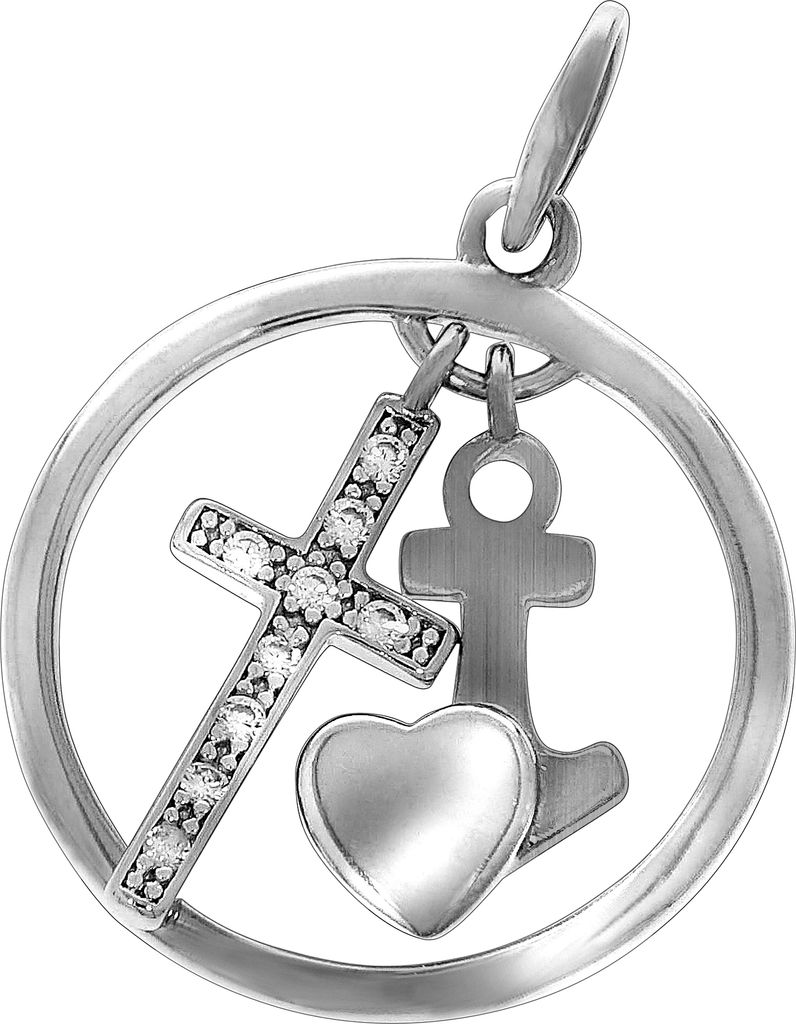 V Anhänger 925/- Sterling Silber 3,0cm weiß Zirkonia weiß 025240033